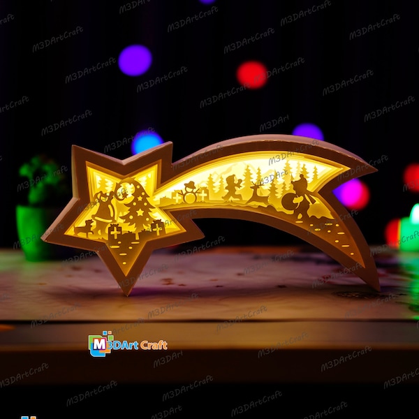 Christmas Scene Star Lantern Shadow Box SVG for Cricut Proroject - DIY Christmas Lightbox - Christmas Star Lamp Decoration Paper Cut Christmas Scene Star Lantern Shadow Box SVG for Cricut Proroject - DIY Christmas Lightbox - Christmas Star Lamp Decoration Paper Cut