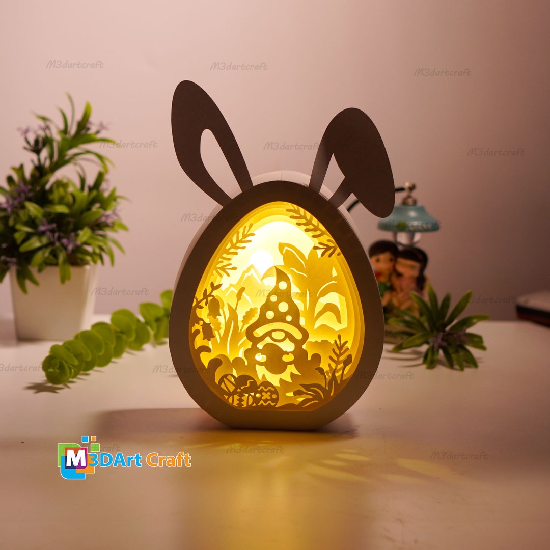 Gnome Easter Eggs Shadow Box SVG for Cricut Projects Easter Paper