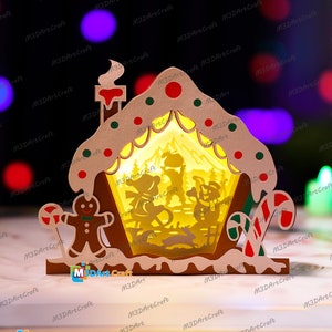 Schneemann Laternen Schatten Box SVG für Cricut Projekte Diy Weihnachten Candy House, Scherenschnitt Vorlage - DIY Lamp Decor, Schneemann Haus Lightbox
