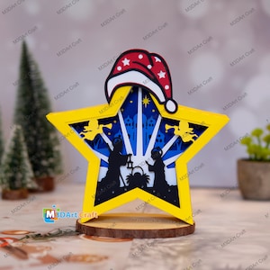 Color Version Nativity Scene Star Lantern Shadow Box SVG for Cricut Proroject, ScanNcut, Cameo4.. Paper Cut Template For Christmas