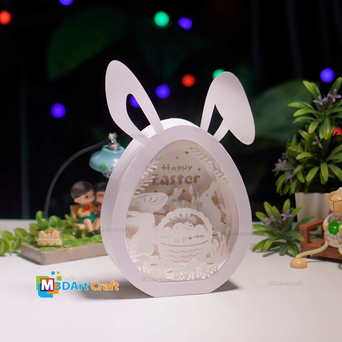 DIY Happy Easter Eggs Shadow Box SVG for Cricut Projects - Easter Paper ...