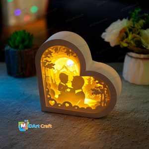Father and Son Lanterns Shadow Box SVG for Cricut Projects Diy Father's Day Crafts, Paper Cut Template - DIY Lamp Decoration, 3d heart svg image 3