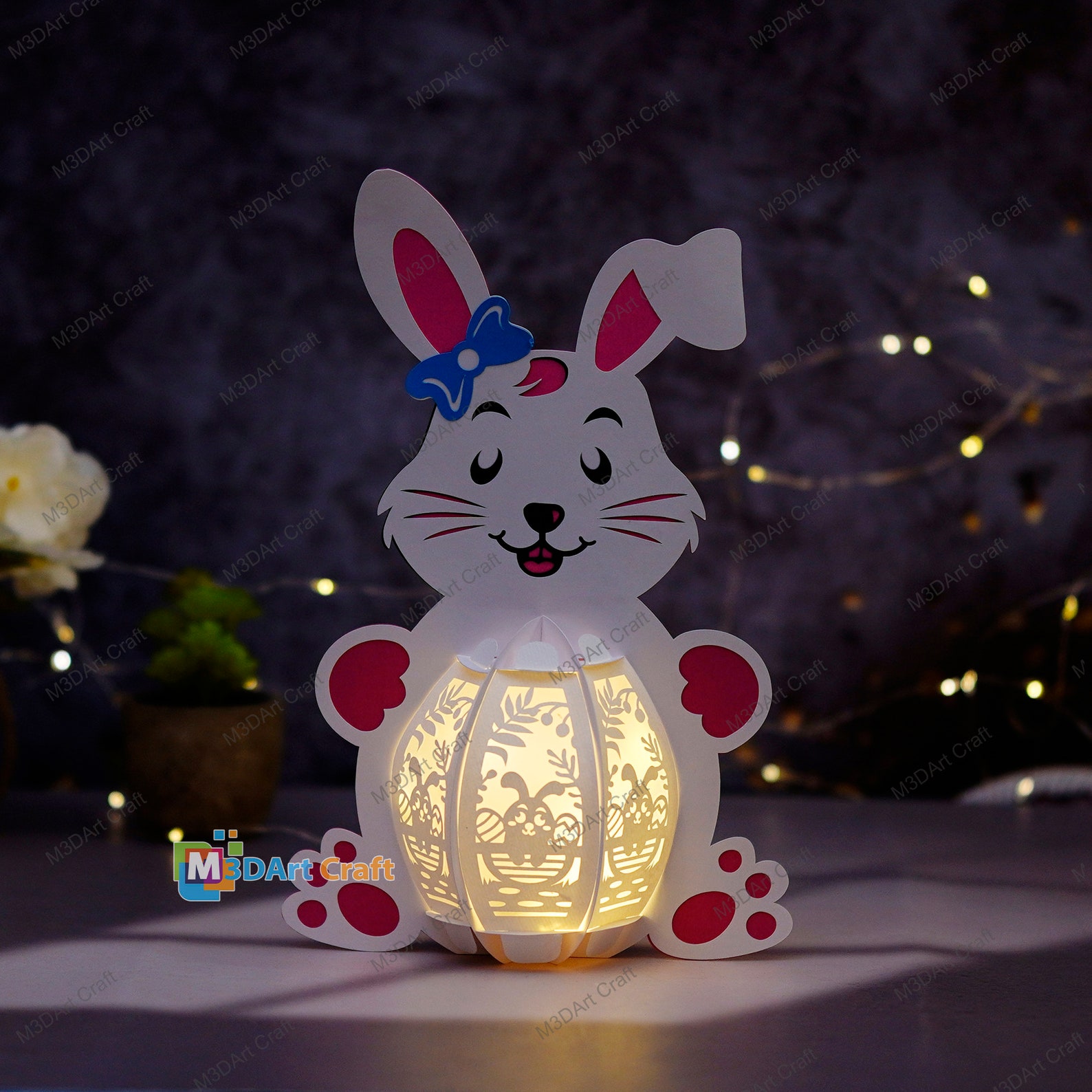 Paper Rabbit Latern Bunny Lantern V3 PDF, SVG, Studio Template - Bunny Easter Egg Lantern ...