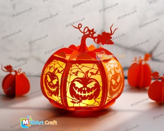 Pumpkin Lanterns SVG for Cricut Projects Diy Halloween Jack O Lantern Svg File, Paper Cut Template - DIY Lamp Halloween Decor