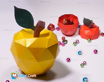 Apple Gift Box Papercraft PDF Printer, SVG for Cricut Projects and Silhouette Studio file, Teacher Gift Apple Papercraft, Back to school svg