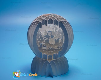 Santa Claus Sphere Popup Mini, SVG for cricut joy, Christmas gifts, Papercut Light Box Christmas Snowball, Silhouette Studio Templates