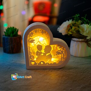 Father and Son Lanterns Shadow Box SVG for Cricut Projects Diy Father's Day Crafts, Paper Cut Template - DIY Lamp Decoration, 3d heart svg image 9