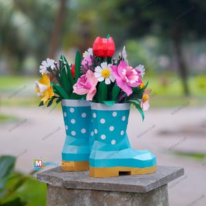 Rain Boot Flower Papercraft SVG Template – 3D Paper Tulip, Daisy, Sunflower, Daffodil DIY Mother’s Day Gift for Cricut image 6