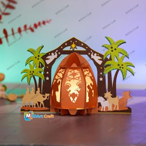 Nativity Scene Lantern PDF, SVG, Studio Templates - DIY Christmas Nativity Lantern for Merry Christmas, Christmas Ornaments