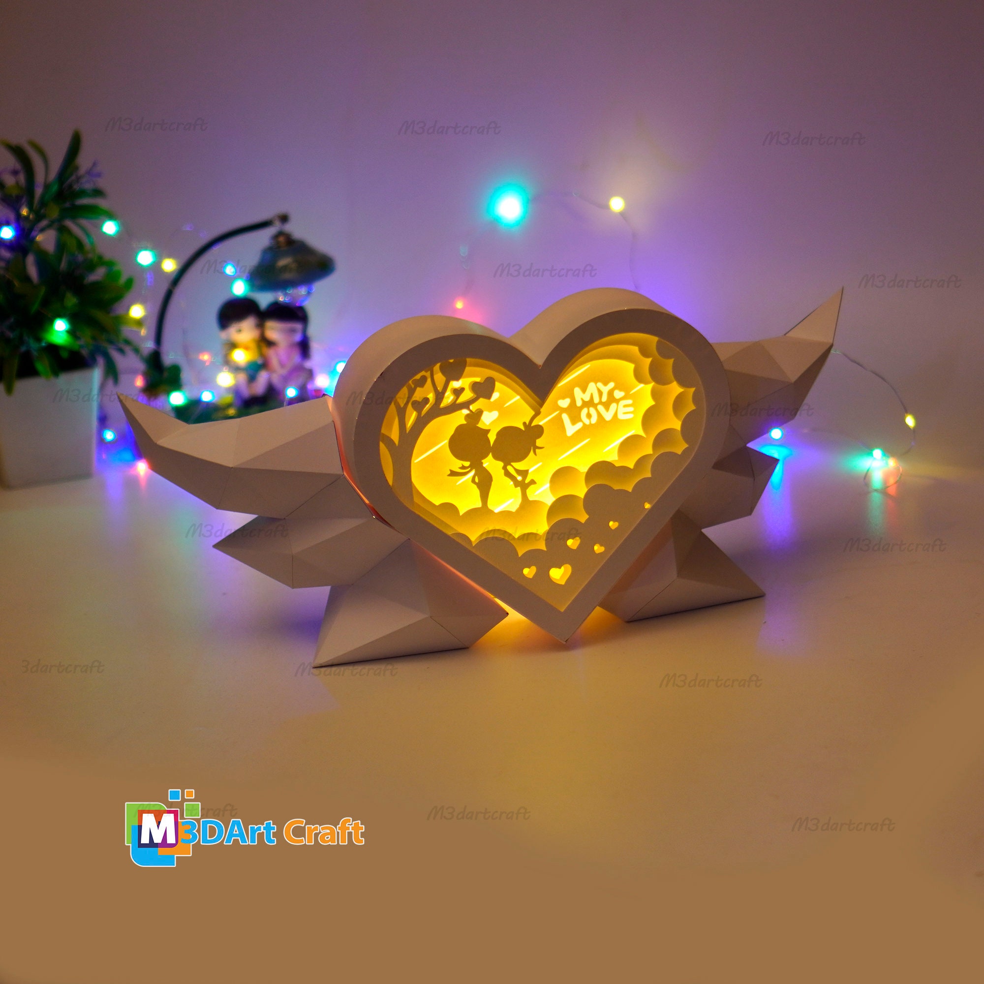 3D Valentine Shadow Box SVG Templates Creating Cute Couple Love in ...