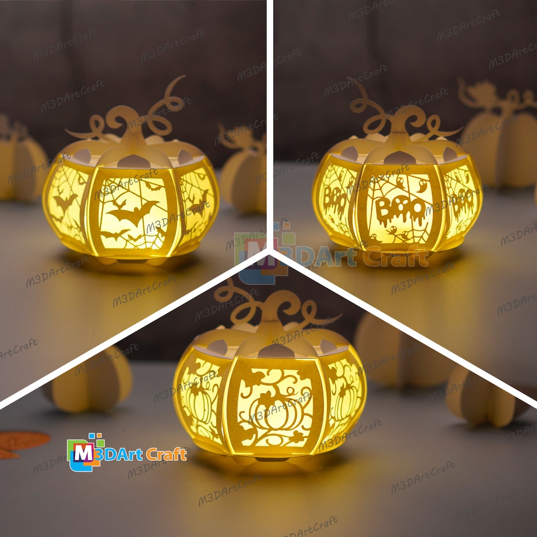 Pack 3 Small Pumpkin Lantern SVG for Cricut Joy Projects - Pumpkin ...