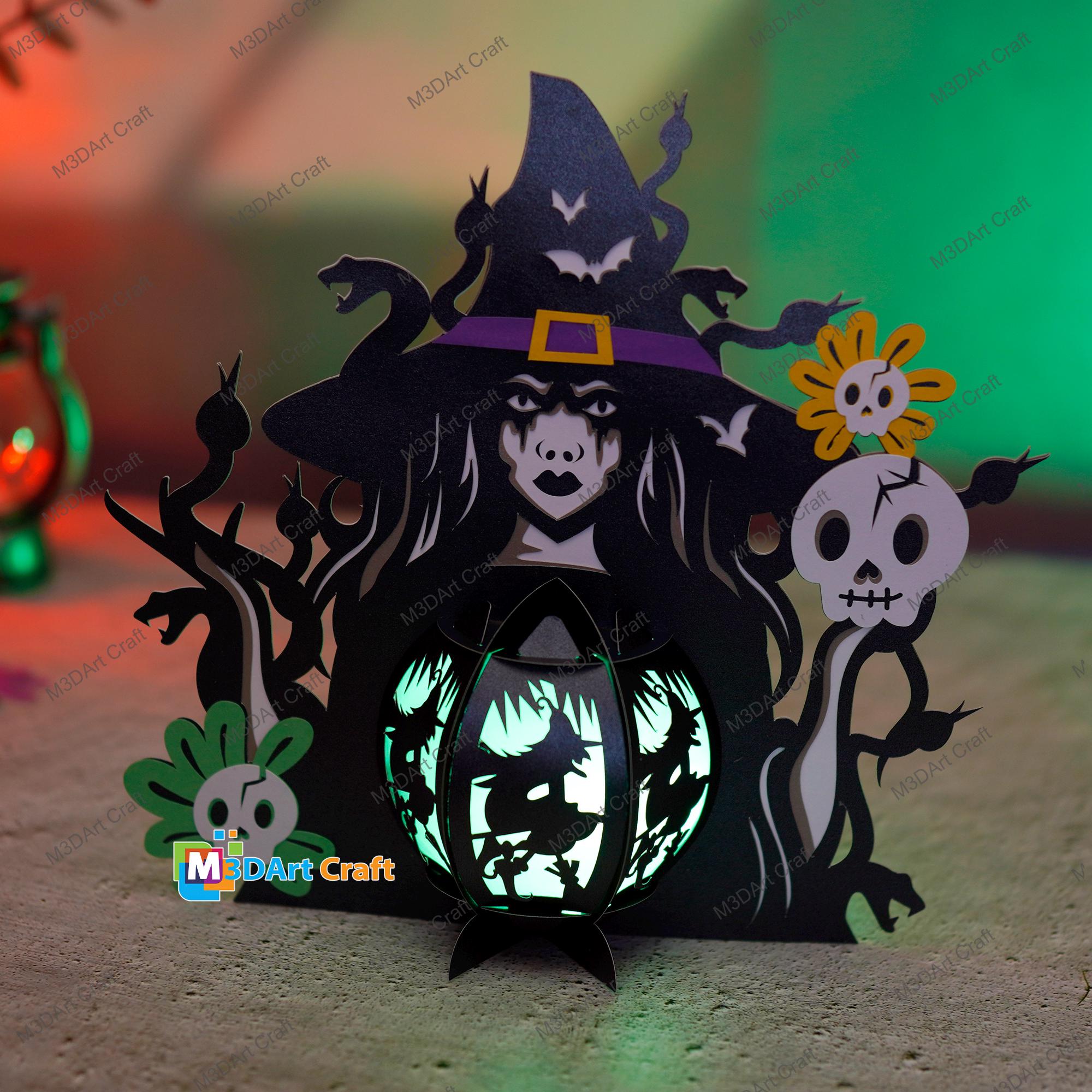 Witch Lantern SVG Templates for Cricut Project, Scanncut, Cameo - Paper ...