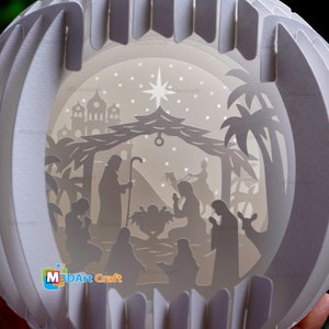 Nativity Scene Sphere Pop Up SVG, Silhouette Studio Templates, Christmas Snowball Pop Up Lightbox 3D Papercut Sphere Pop Up 6.29 inches image 7