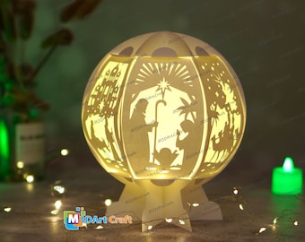 Nativity Scene Christmas Snowball Globe Lantern SVG for Cricut Projects, CanNcut, Silhouette DIY Lamp Christmas Balls SVG