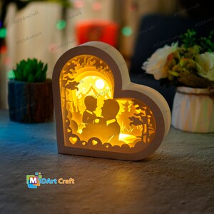 Father and Son Lanterns Shadow Box SVG for Cricut Projects Diy Father's Day Crafts, Paper Cut Template - DIY Lamp Decoration, 3d heart svg image 7