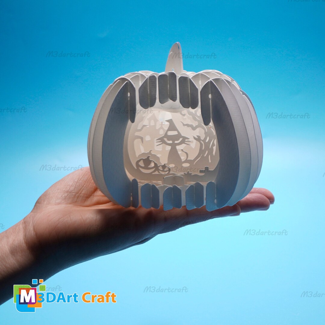 Cat in Pumpkin Pop up SVG, Halloween Shadow Box Papercut (digital ...