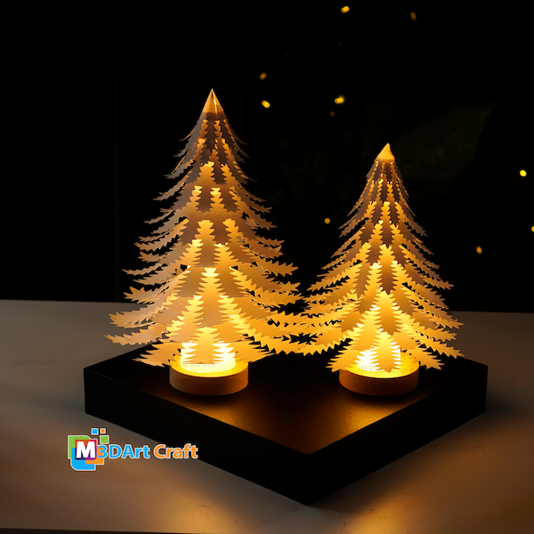 Arbre de Noël SVG, Modèles Silhouette Studio créant des décorations de Noël, DIY 3D Arbre de Noël découpé SVG pour les projets Cricut