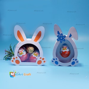Lot de 2 oeufs de Pâques lapin boîte de bonbons SVG pour projets Cricut, ScanNcut, Cameo4 | Boîte lapin de Pâques pour oeufs en chocolat, support de boîte de Pâques
