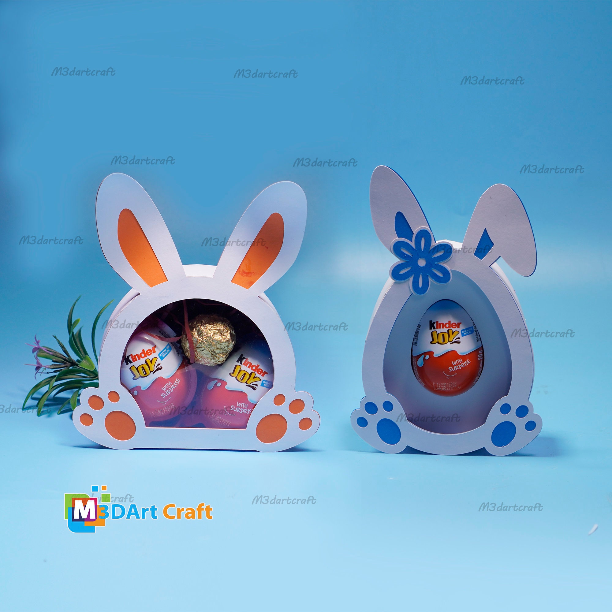 Set 2 Bunny Easter Eggs Candy Box SVG for Cricut Projects, ScanNcut, Cameo4 | Easter Bunny Box for Chocolate Eggs, Box Easter Holder