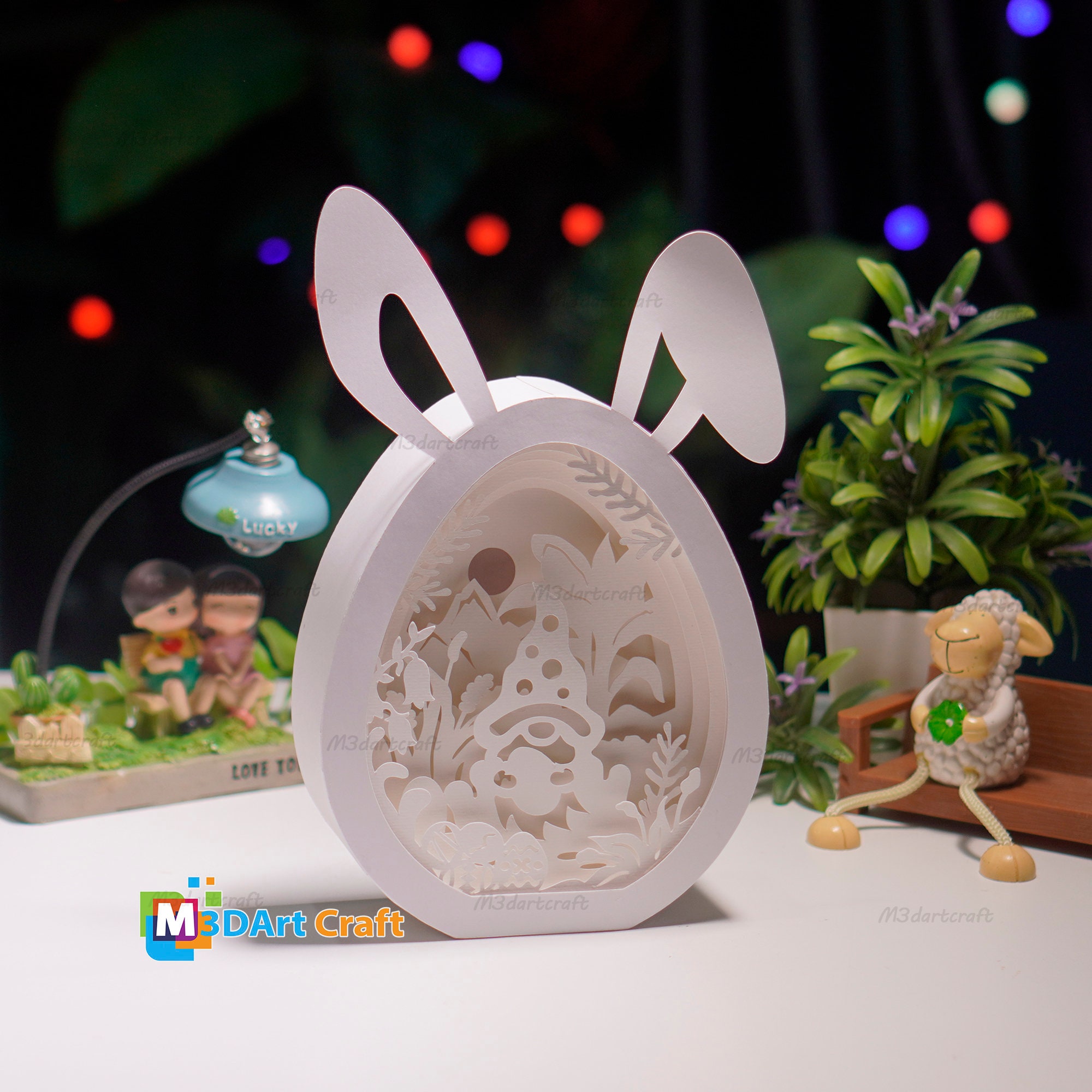 Gnome Easter Eggs Shadow Box SVG for Cricut Projects - Easter Paper ...