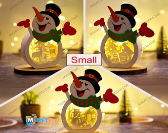 Pack 3 Small Snownan Christmas Shadow Box SVG for Cricut Joy, ScanNcut, Cameo4 - Snownan Light Box,DIY Christmas Snownan Lantern Paper Cut
