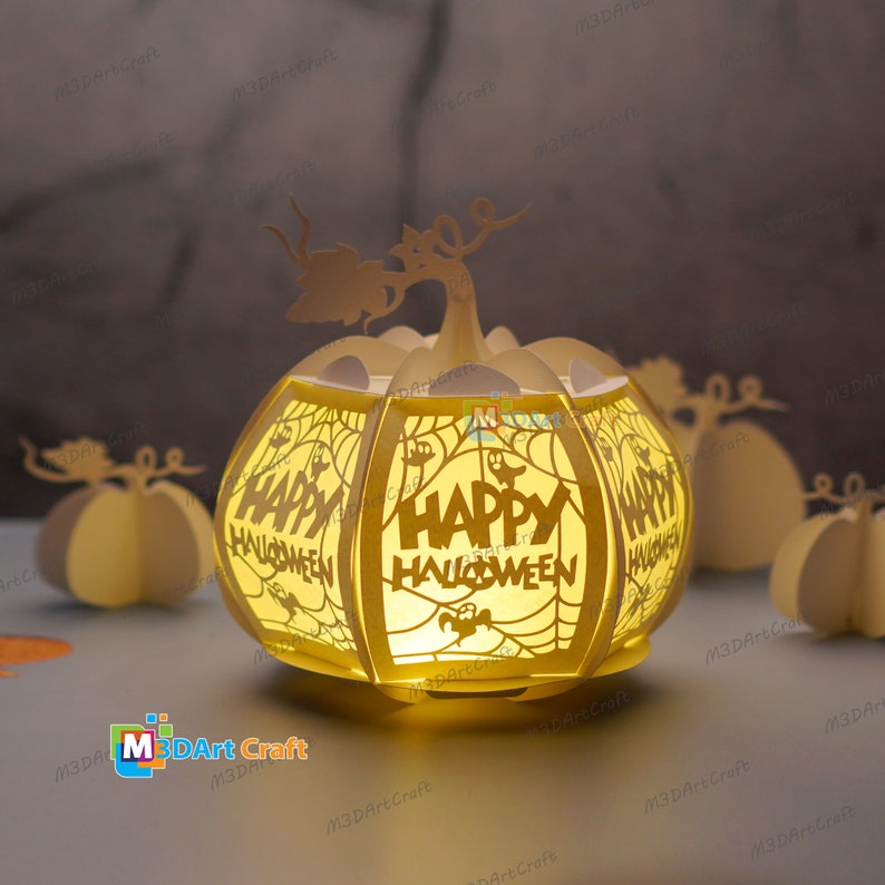 Pack 5 Pumpkin Lanterns SVG for Cricut Projects Diy Halloween Jack O ...