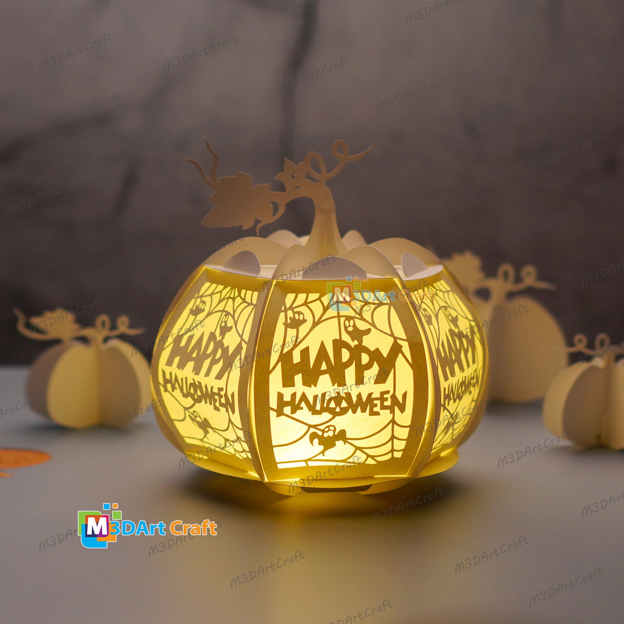 Pack 5 Pumpkin Lanterns SVG for Cricut Projects Diy Halloween Jack O ...