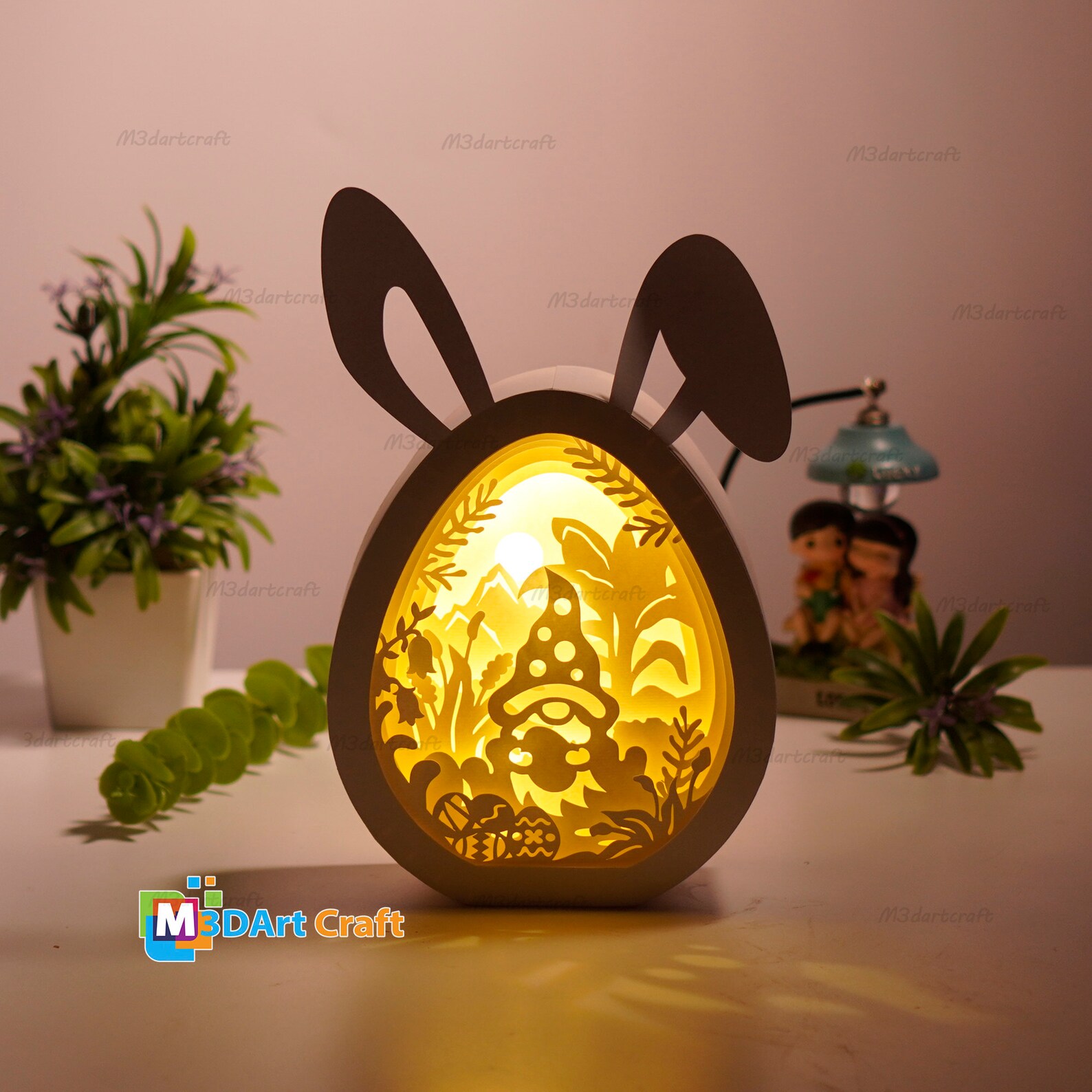Gnome Easter Eggs Shadow Box SVG for Cricut Projects - Easter Paper ...