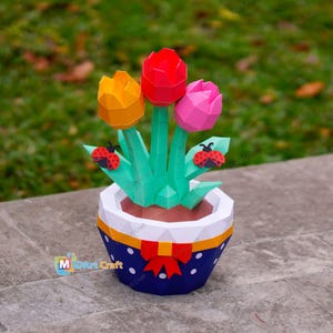 Plantilla SVG de tulipán para manualidades en papel – Flor de papel 3D DIY, archivo de corte para Cricut, regalo para el Día de la Madre