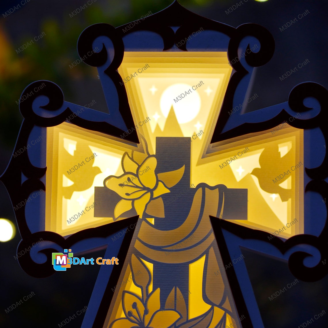 Pack 3 Cross Lantern Shadow Box PDF, SVG for Creates Nativity Scene ...