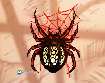 Spider Lanterns PDF, SVG Templates Halloween Paper Cut Lamps - Paper Cutting DIY Halloween Decorations - Paper Lantern Spider svg