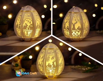 Pack 3 Rabbit Egg Lantern SVG for Cricut Project, ScanNcut, Cameo4... Easter Egg Paper Lantern - DIY Quick 3D Easter Egg - Eggs Decorations