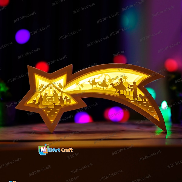 Nativity Scene Star Lantern Shadow Box SVG for Cricut Proroject - DIY Nativity Scene Lightbox - Paper Cut Template For Christmas Nativity Scene Star Lantern Shadow Box SVG for Cricut Proroject - DIY Nativity Scene Lightbox - Paper Cut Template For Christmas