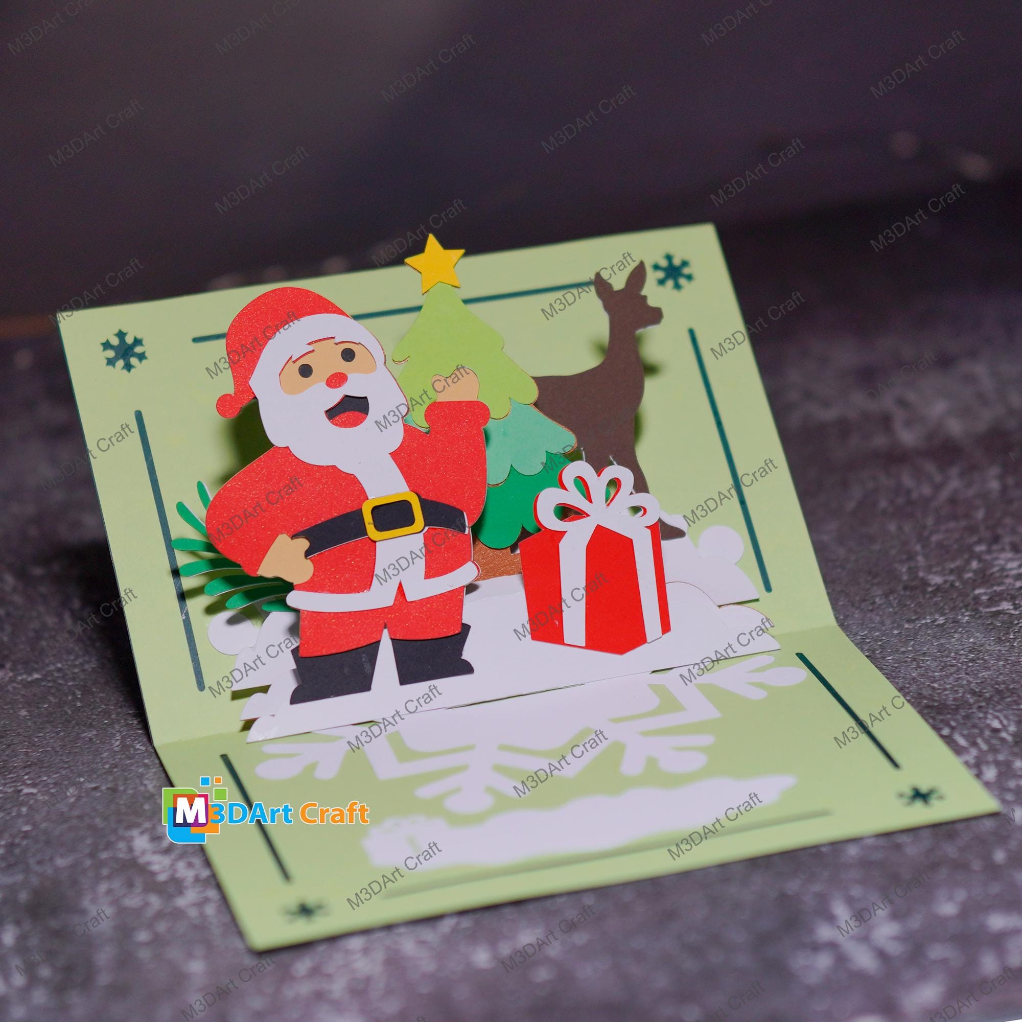 Set 3 Christmas Pop-up Card SVG Templates | Santa, Sleigh & Hot Cocoa ...