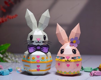 Osterhase Candy Box Papercraft Template Bundle - DIY Candy Halter PDF SVG für Cricut