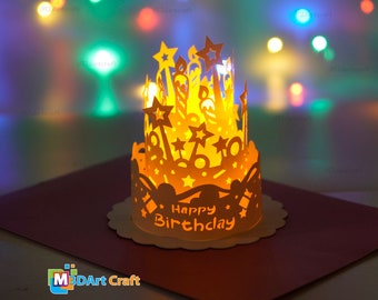 Alles Gute zum Geburtstag Laternen SVG, Silhouette Studio Vorlagen, Alles Gute zum Geburtstag Papierschnitt Lampe, DIY Geburtstag Dekorationen, Geburtstagstorte Papierlampe