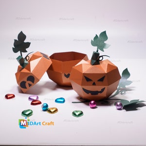 Pumpkin Box SVG, Silhouette Studio, PDF Templates, Pumpkin halloween box, Pumpkin candy box svg for Cricut Projects, Pumpkin papercraft