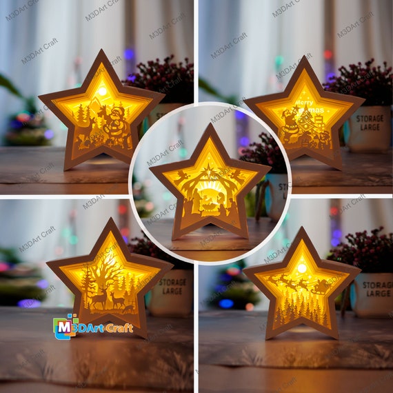 Pack 5 Weihnachtsstern Laterne Schatten Box SVG fr Cricut Prorojekt,  ScanNcut, Cameo4 .. Papierschnitt Vorlage fr Weihnachtsstern Lightbox -  Etsy sterreich