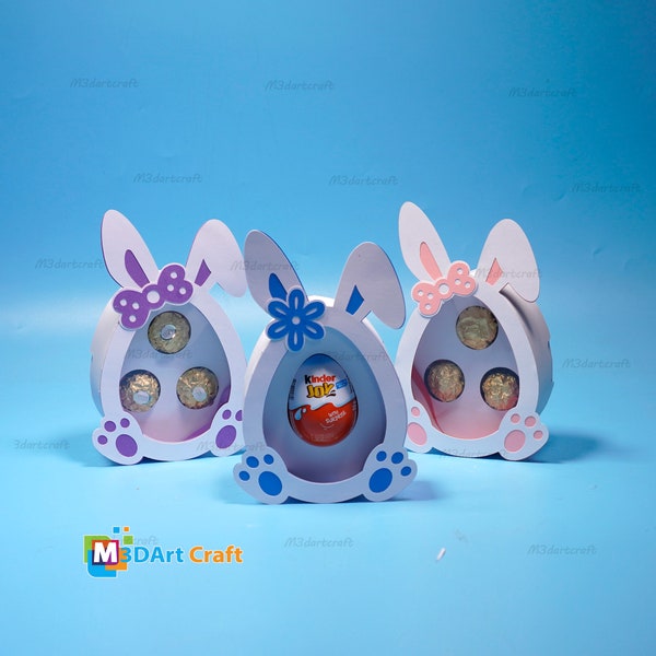 Bunny Easter Eggs Candy Box SVG per Cricut Projects, ScanNcut, Cameo4 / Easter Bunny Box per uova di cioccolato, Box Easter Holder, Gift box svg