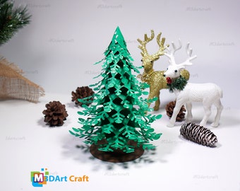DIY 3D Christmas Tree SVG, Silhouette Studio, Pdf Templates creating Xmas Decorations, 3D Papercraft Papercut SVG for Cricut Projects