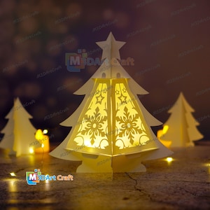 Snowflakes Christmas Tree Lantern SVG for Cricut Projects, ScanNcut, Cameo4 - Paper Cut Template For DIY Christmas Lantern