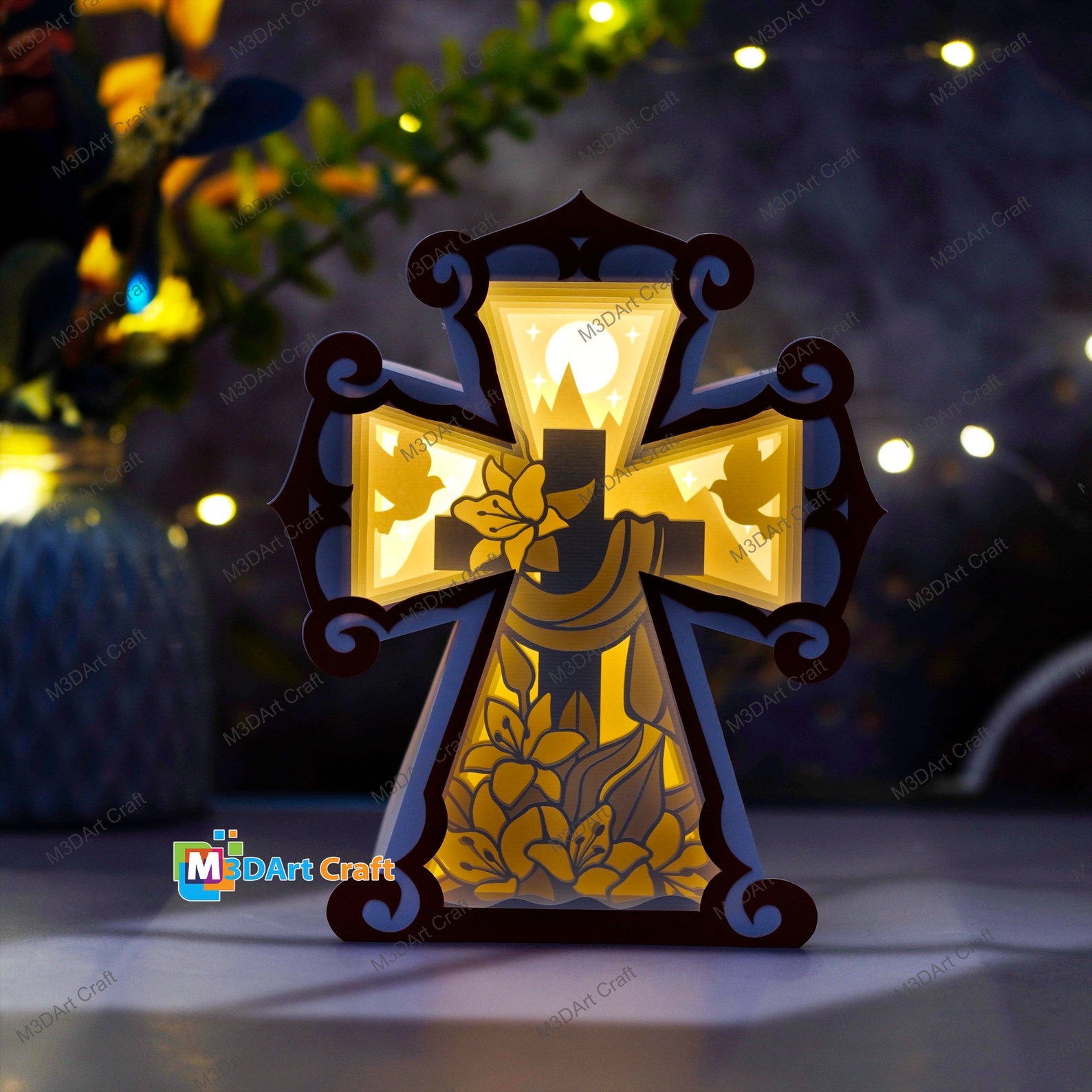 Pack 3 Cross Lantern Shadow Box PDF, SVG for Creates Nativity Scene ...