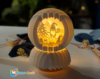 Cute Santa Claus Sphere Pop Up SVG, Silhouette Studio Templates, SVG Compatible Cricut Joy, Christmas Snowball Pop Up Lightbox 3D Papercut