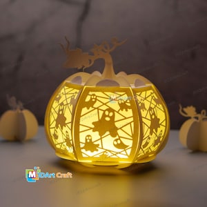 Ghost Pumpkin Lantern SVG, Diy Quick 3D Pumpkin PDF, SVG, Silhouette Studio file for instant download