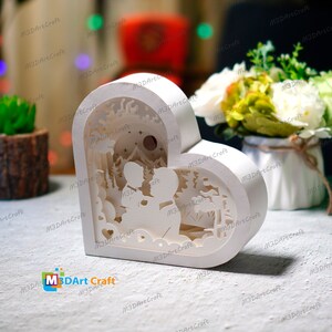 Father and Son Lanterns Shadow Box SVG for Cricut Projects Diy Father's Day Crafts, Paper Cut Template - DIY Lamp Decoration, 3d heart svg image 5