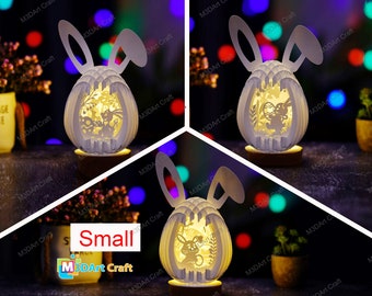 Pack 3 Small Bunny Easter Eggs Pop Up PDF, SVG Template Compatible with Cricut Joy - Easter 3D Egg Sphere Popup - Globe Popup Lightbox