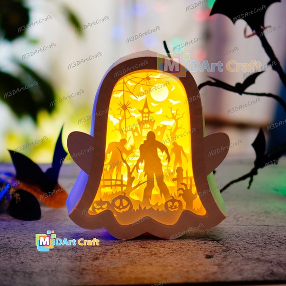 Halloween-Zombie Mit LED-Laterne – 3D-Resin-Statue, Gruselige Garten-Deko Für Draußen