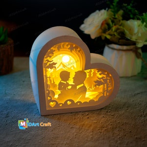 Father and Son Lanterns Shadow Box SVG for Cricut Projects Diy Father's Day Crafts, Paper Cut Template - DIY Lamp Decoration, 3d heart svg image 4