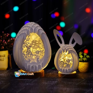 Establecer 2 huevos de dibujo en huevos de Pascua emergente PDF, SVG, plantilla de silueta - Caja de luz emergente de huevos de Pascua (Huevos pequeños emergentes SVG para Cricut Joy)