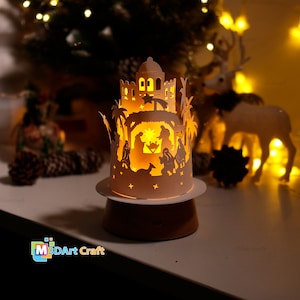 Lanterna del Presepe V2 - Lanterna di carta SVG per idee progetti cricut decorazioni natalizie - Lampada di carta natalizia fai-da-te - PDF, file Silhouette Studio